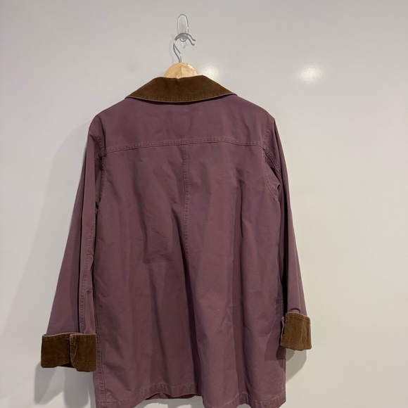 LLBean Barn Jacket Coat Vintage Purple Jacket with Corduroy Brown Collar - Picture 2 of 9
